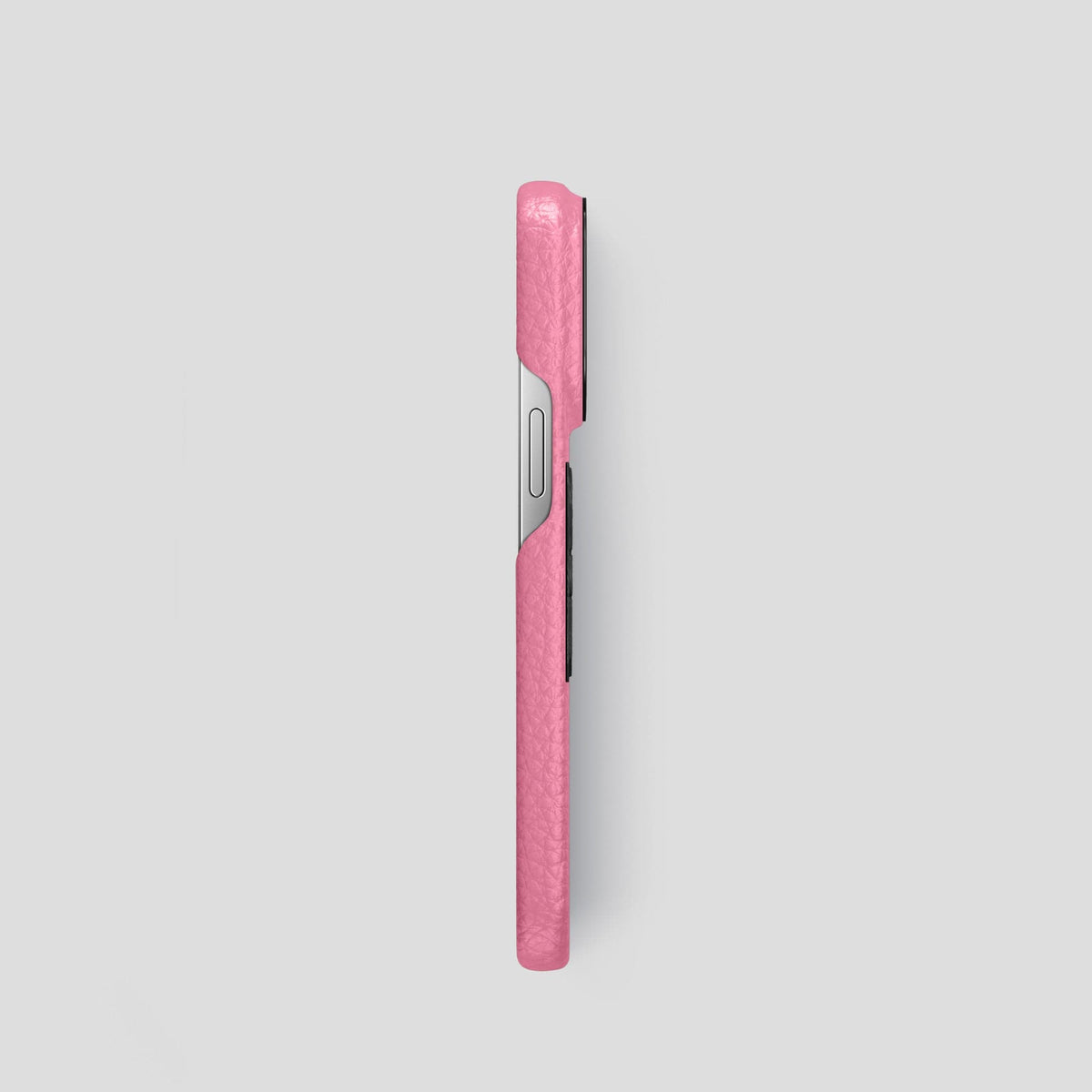 Pink iPhone 15 Pro Classic Case Calf with Black Metal -3 | Pink-Black