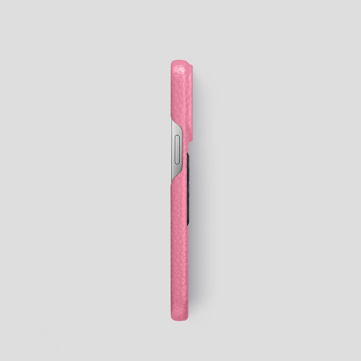 Pink iPhone 15 Pro Classic Case Calf with Steel Metal -3 | Pink-Steel