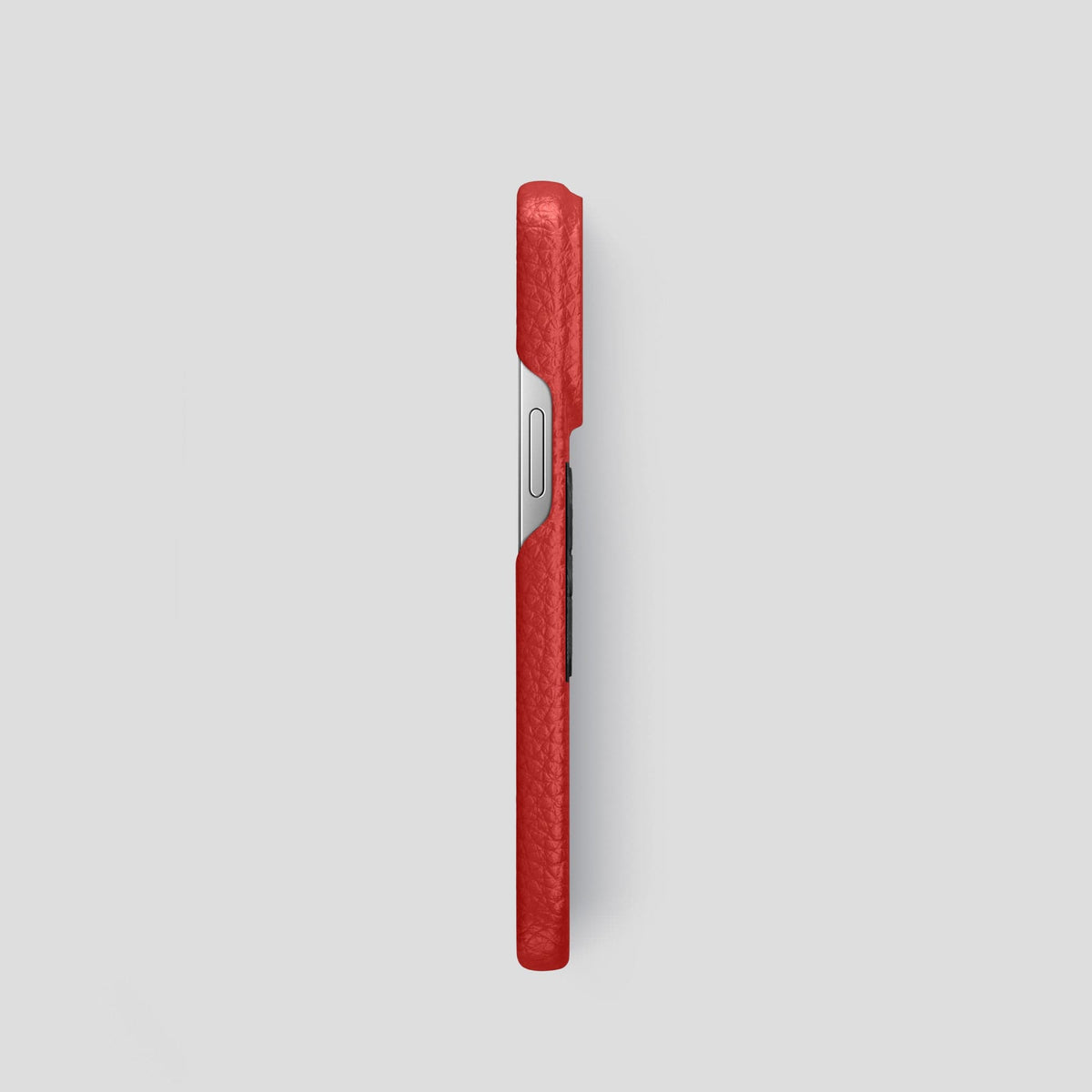 Red iPhone 15 Pro Classic Case Calf with Steel Metal -3 | Red-Steel