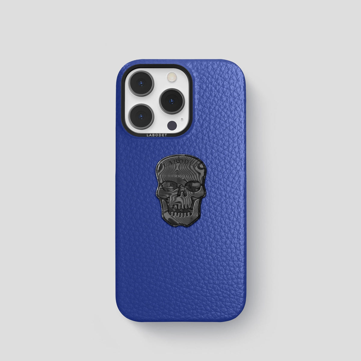 Royal Blue iPhone 15 Pro Classic Case Calf with Black Metal -1 | Royal-Blue-Black