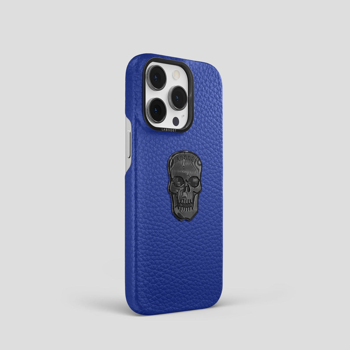 Royal Blue iPhone 15 Pro Classic Case Calf with Black Metal -2 | Royal-Blue-Black