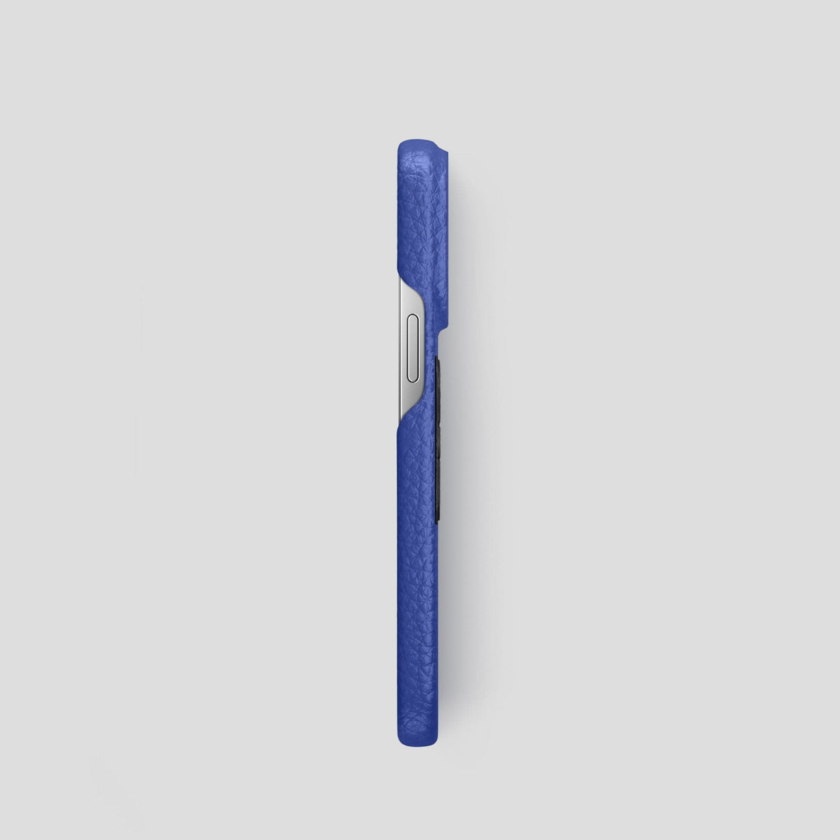 Royal Blue iPhone 15 Pro Classic Case Calf with Steel Metal -3 | Royal-Blue-Steel