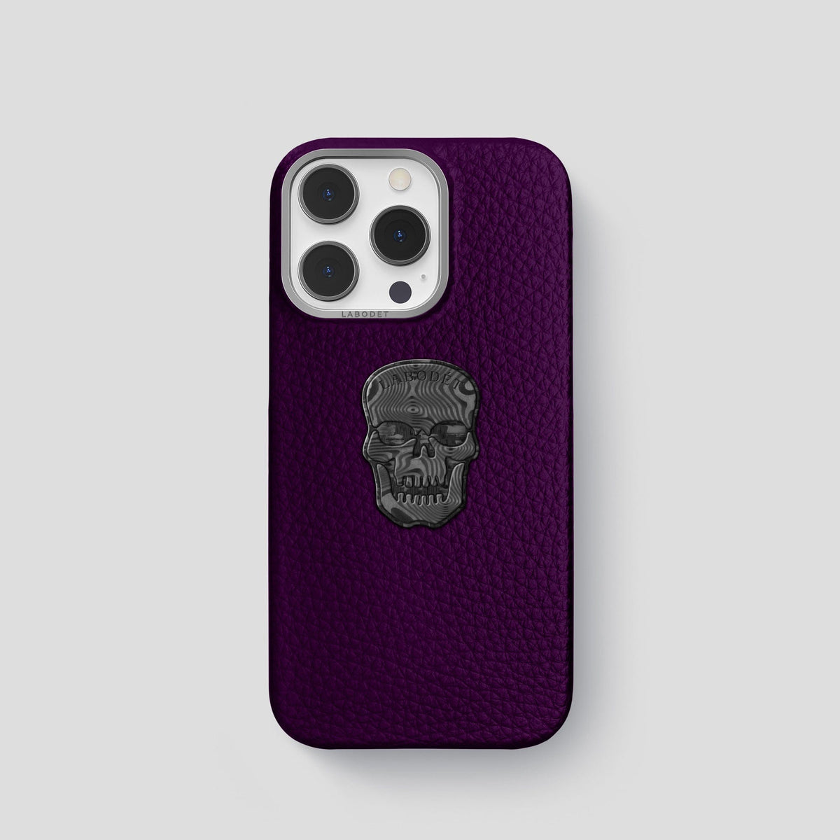 Violet iPhone 15 Pro Classic Case Calf with Steel Metal -1 | Violet-Steel