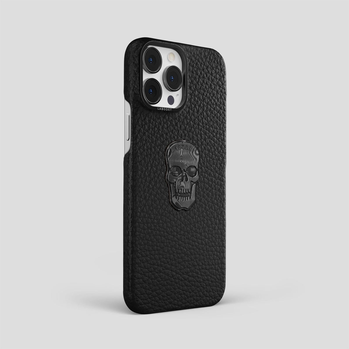 Black iPhone 15 Pro Max Classic Case Calf with Black Metal -2 | Black-Black