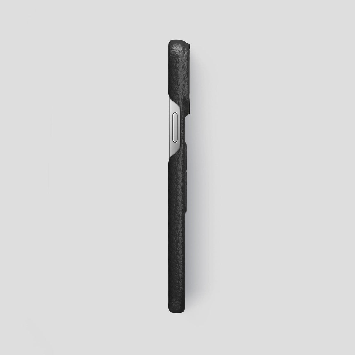 Black iPhone 15 Pro Max Classic Case Calf with Black Metal -3 | Black-Black