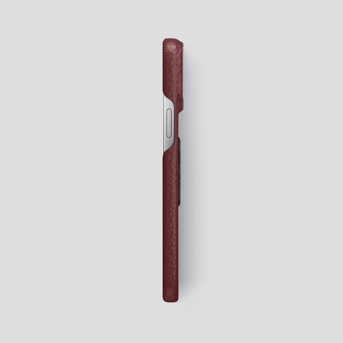Bordeaux iPhone 15 Pro Max Classic Case Calf with Steel Metal -3 | Bordeaux-Steel