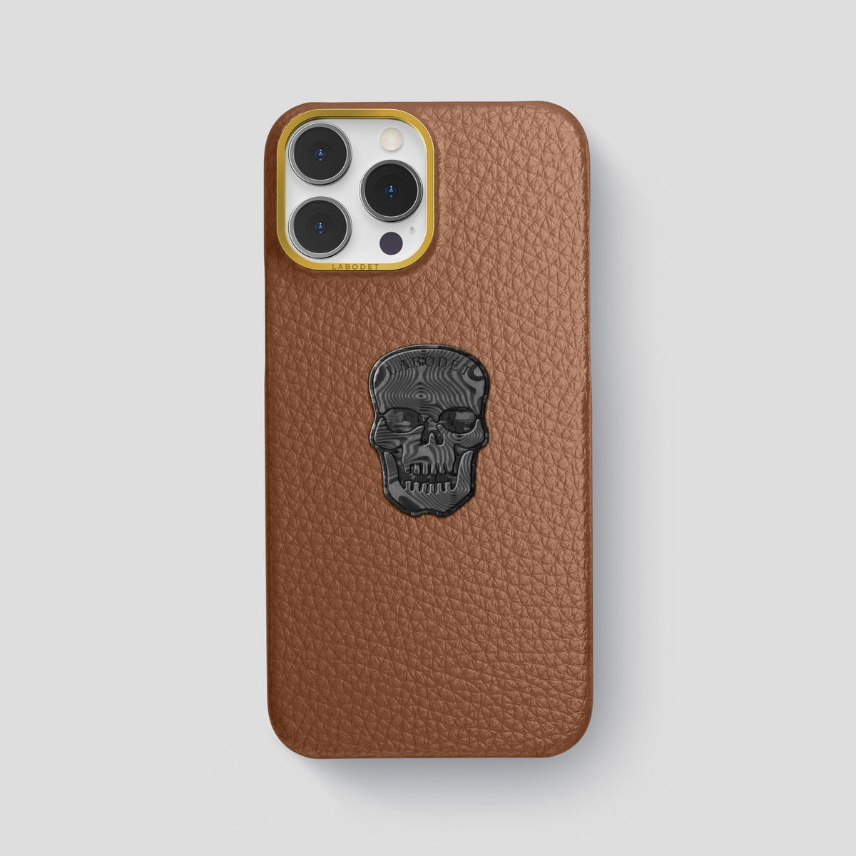 Caramel iPhone 15 Pro Max Classic Case Calf with Gold Metal -1 | Caramel-Gold