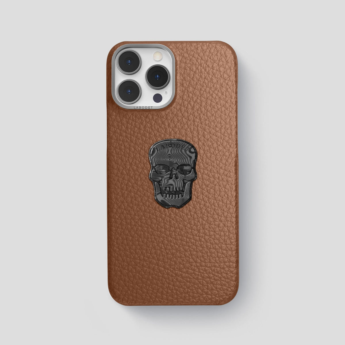 Caramel iPhone 15 Pro Max Classic Case Calf with Steel Metal -1 | Caramel-Steel