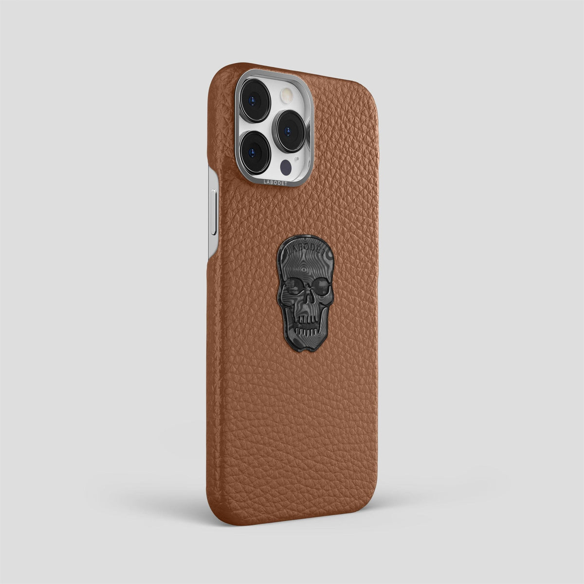 Caramel iPhone 15 Pro Max Classic Case Calf with Steel Metal -2 | Caramel-Steel