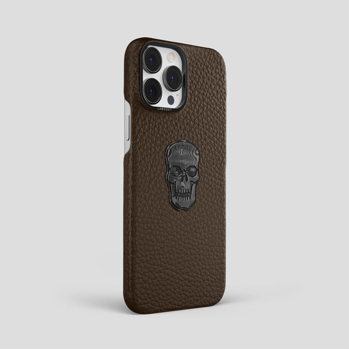 Dark Brown iPhone 15 Pro Max Classic Case Calf with Black Metal -2 | Dark-Brown-Black