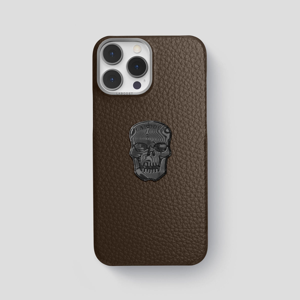 Dark Brown iPhone 15 Pro Max Classic Case Calf with Steel Metal -1 | Dark-Brown-Steel