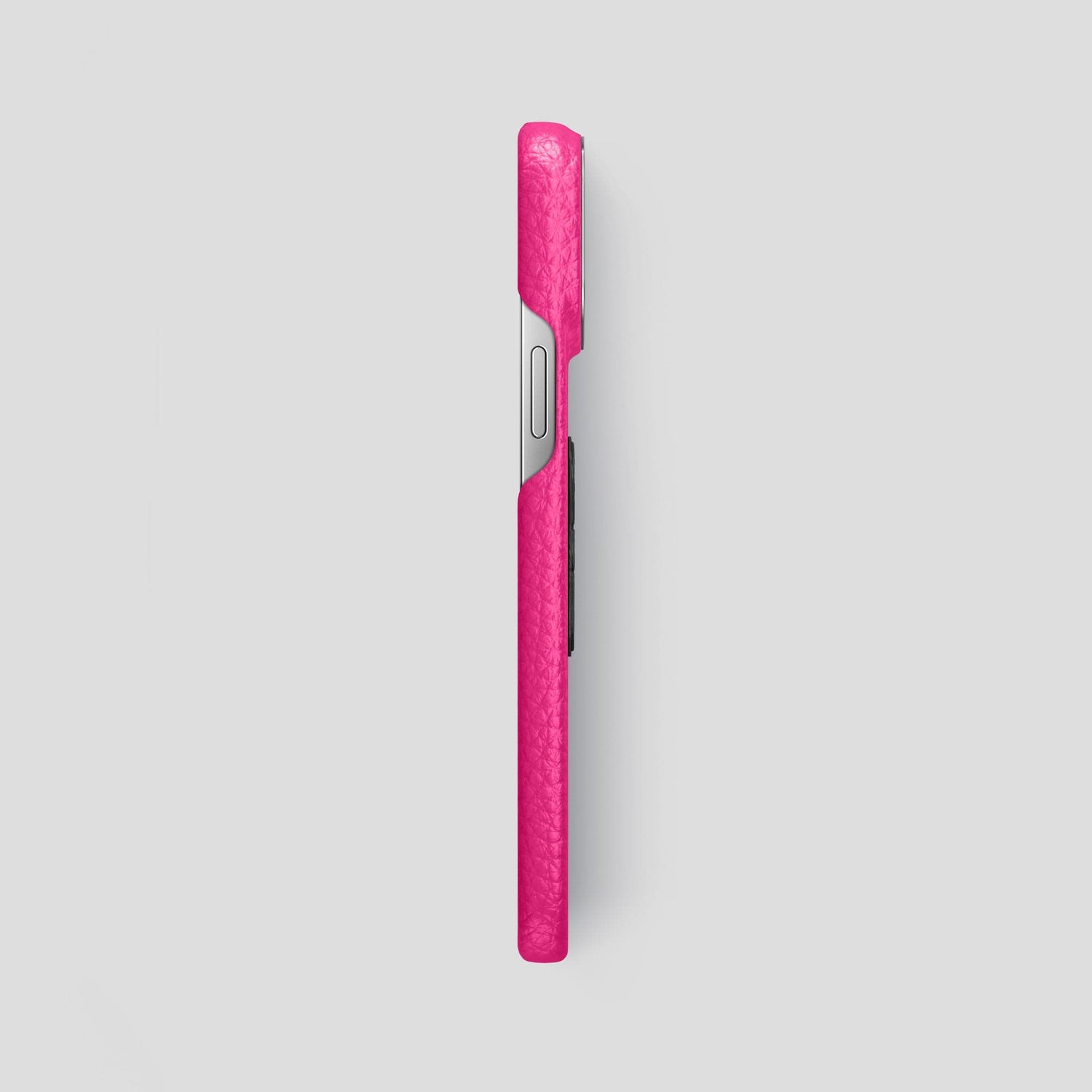 Magenta iPhone 15 Pro Max Classic Case Calf with Steel Metal -3 | Magenta-Steel