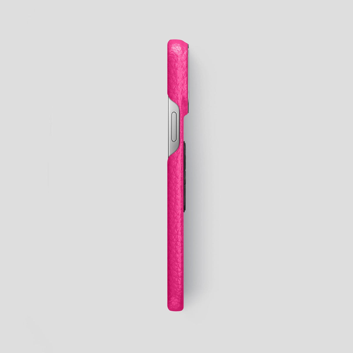 Magenta iPhone 15 Pro Max Classic Case Calf with Steel Metal -3 | Magenta-Steel