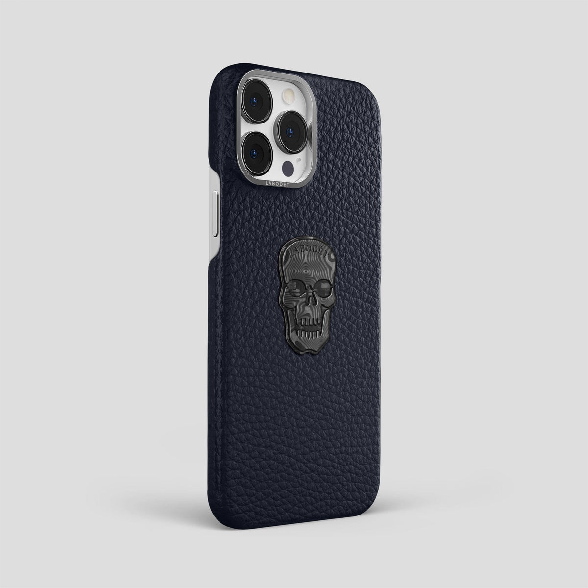 Marine iPhone 15 Pro Max Classic Case Calf with Steel Metal -2 | Marine-Steel