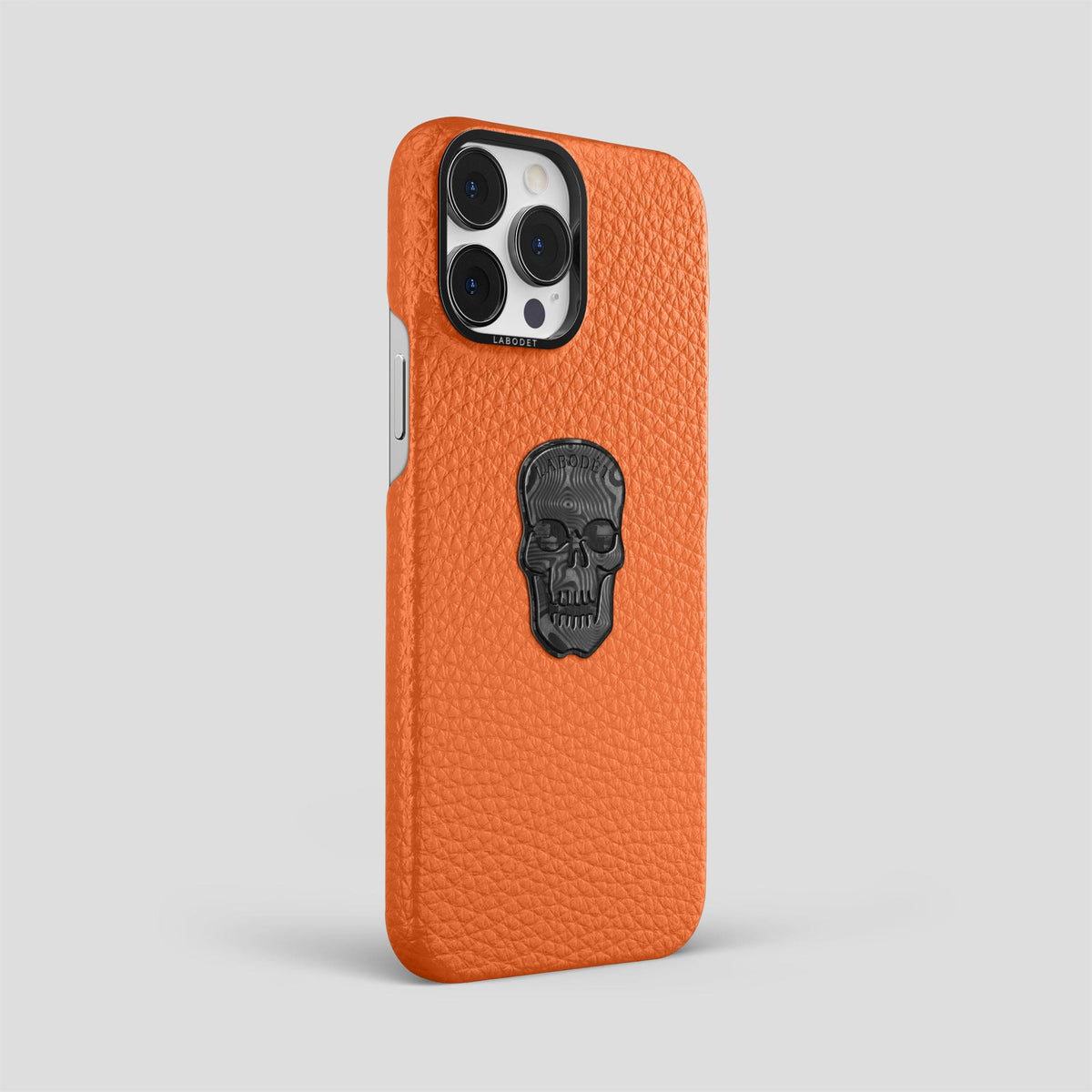 Orange iPhone 15 Pro Max Classic Case Calf with Black Metal -2 | Orange-Black