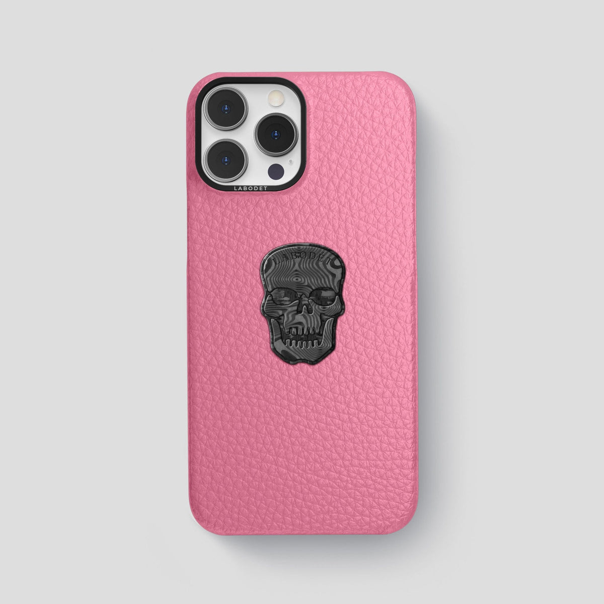 Pink iPhone 15 Pro Max Classic Case Calf with Black Metal -1 | Pink-Black
