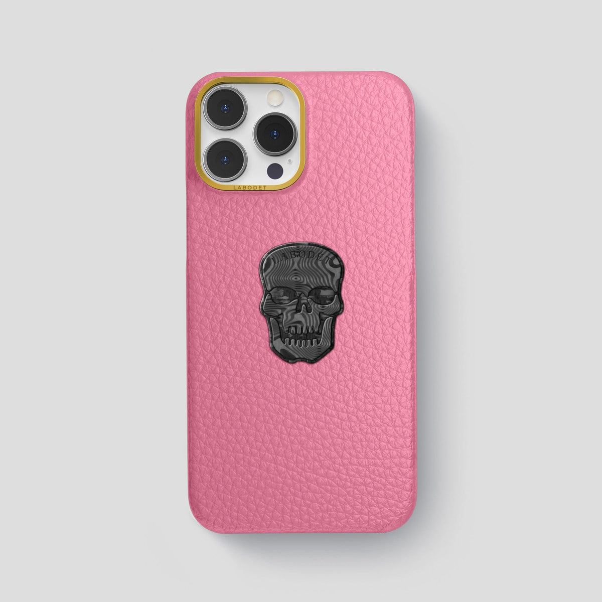 Pink iPhone 15 Pro Max Classic Case Calf with Gold Metal -1 | Pink-Gold