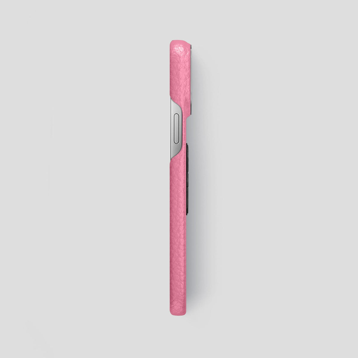 Pink iPhone 15 Pro Max Classic Case Calf with Steel Metal -3 | Pink-Steel