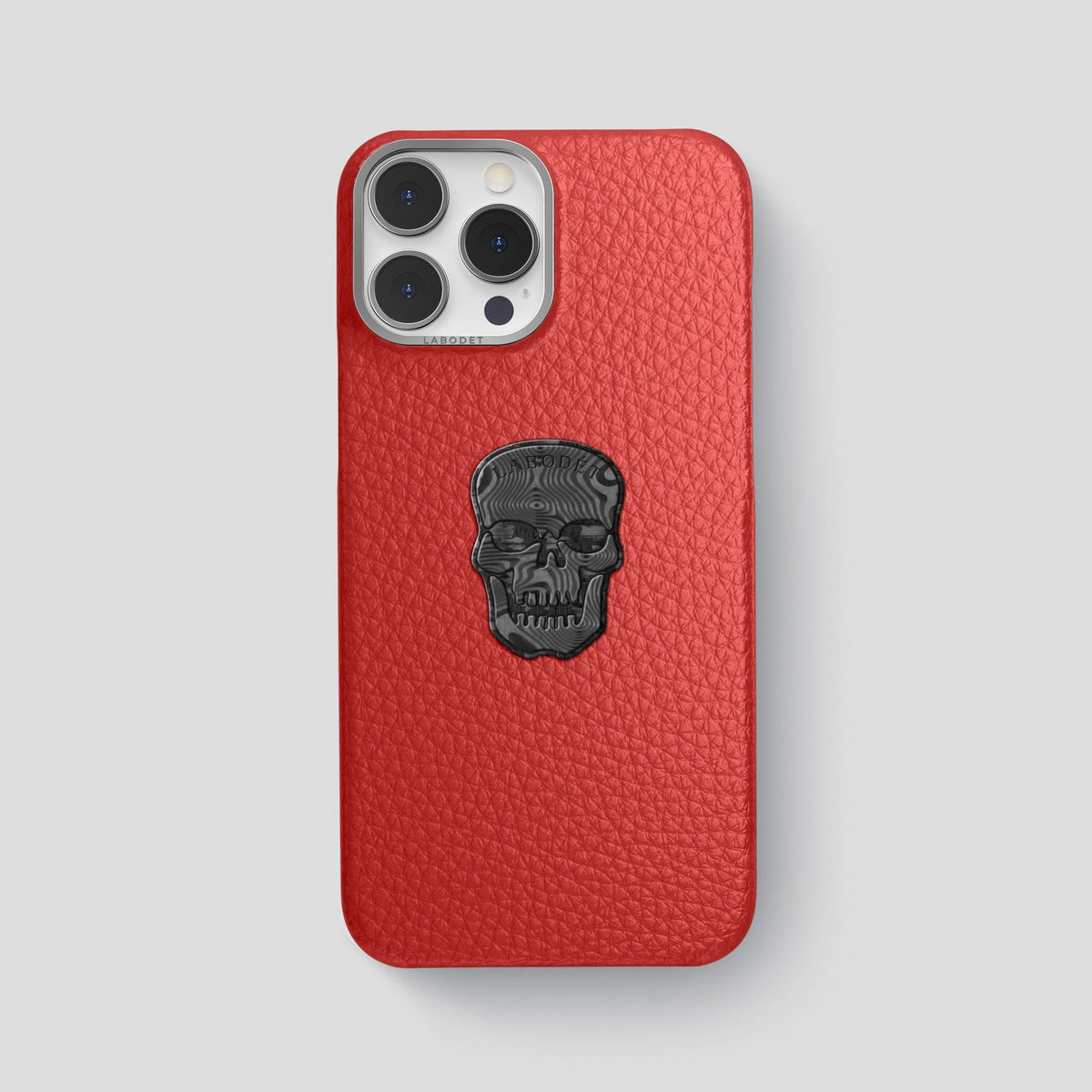 Red iPhone 15 Pro Max Classic Case Calf with Steel Metal -1 | Red-Steel