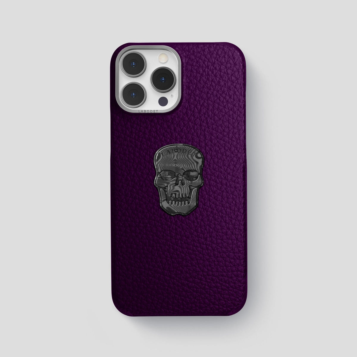 Violet iPhone 15 Pro Max Classic Case Calf with Steel Metal -1 | Violet-Steel