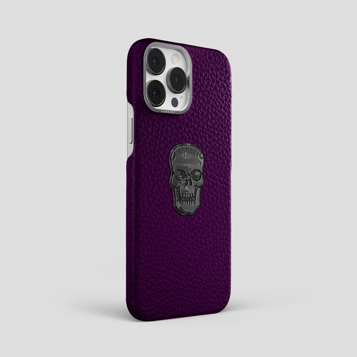 Violet iPhone 15 Pro Max Classic Case Calf with Steel Metal -2 | Violet-Steel