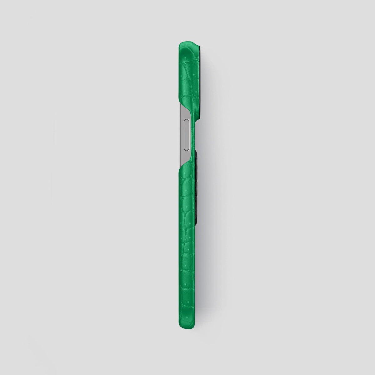 Cactus-Green iPhone 15 Pro Max Classic Case Porosus Crocodile with Black Metal -3 | Cactus-Green-Black