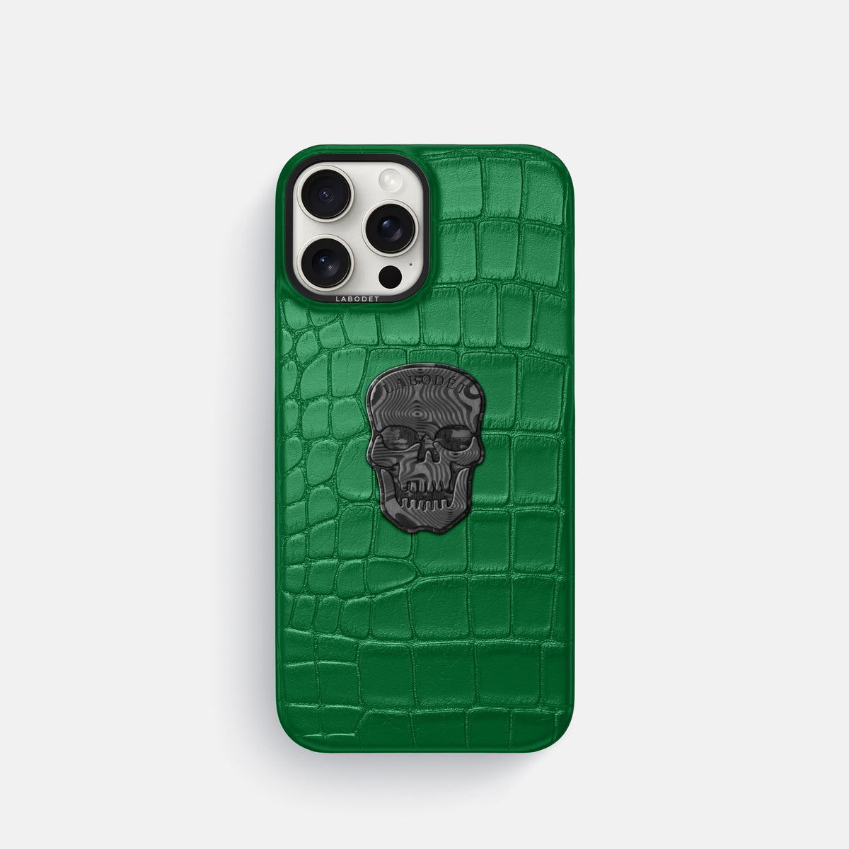 Forest-Green iPhone 16 Pro Classic Case Alligator with Black Metal -1 | Forest-Green-Black