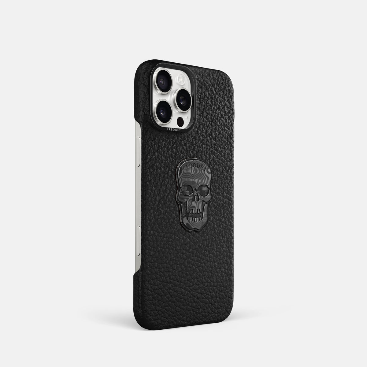 Black iPhone 16 Pro Classic Case Calf with Black Metal -2 | Black-Black