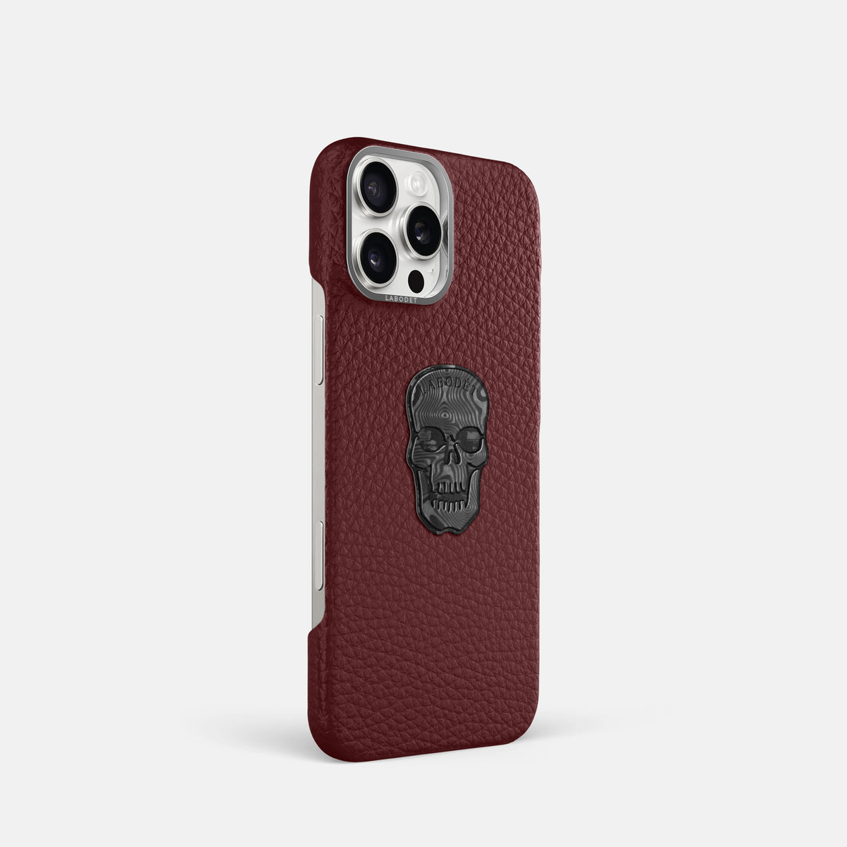 Bordeaux iPhone 16 Pro Classic Case Calf with Steel Metal -2 | Bordeaux-Steel