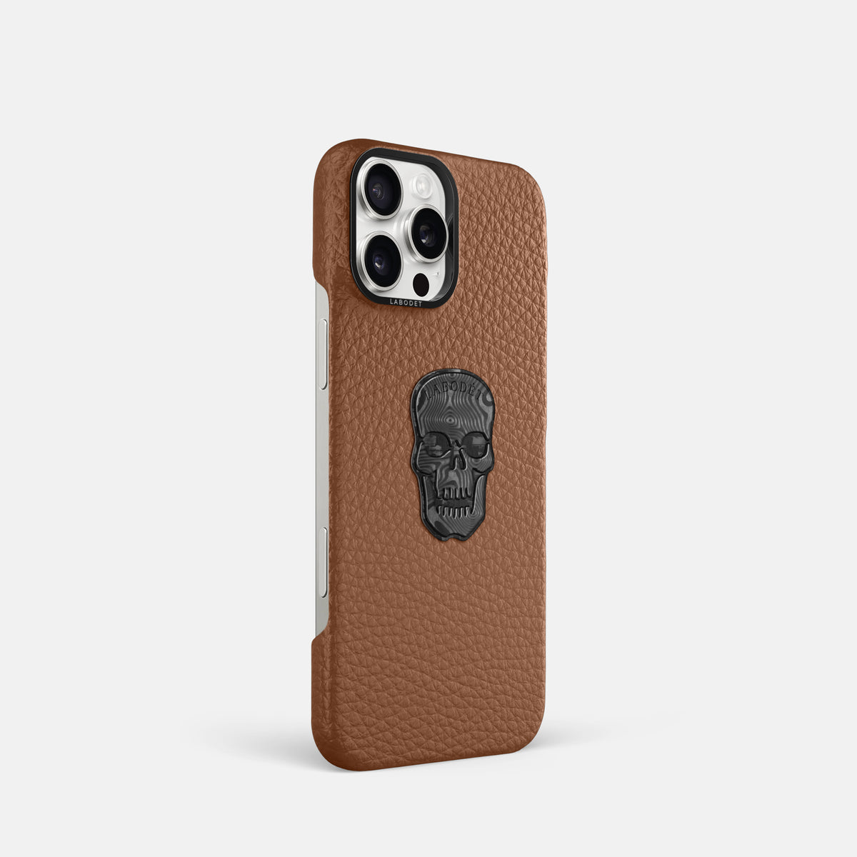 Caramel iPhone 16 Pro Classic Case Calf with Black Metal -2 | Caramel-Black