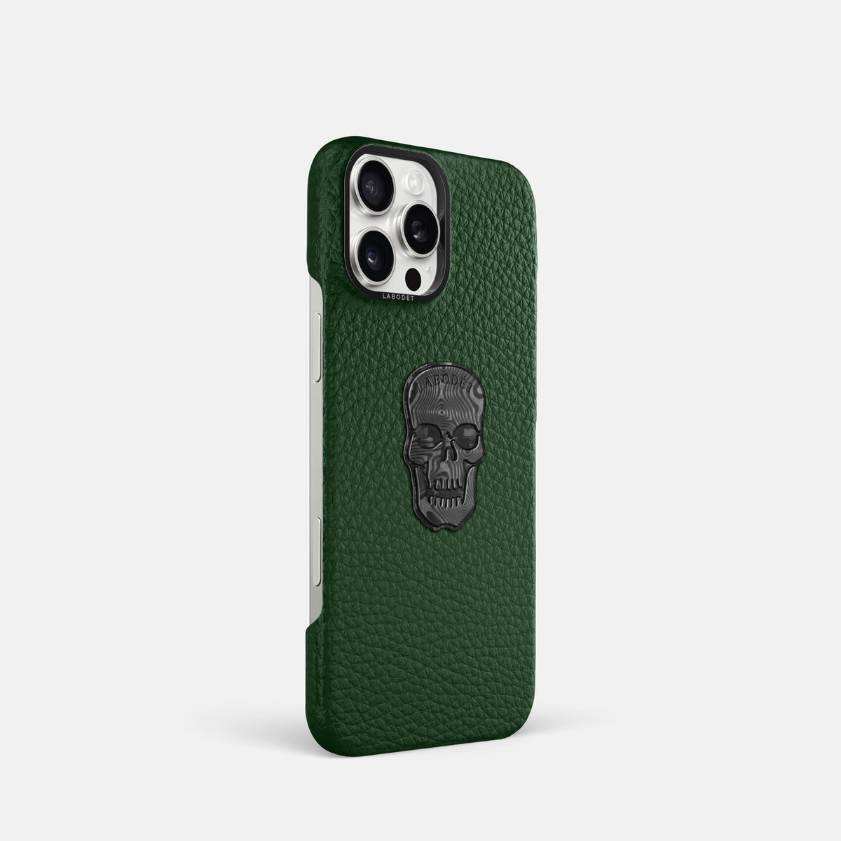 Dark Green iPhone 16 Pro Classic Case Calf with Black Metal -2 | Dark-Green-Black