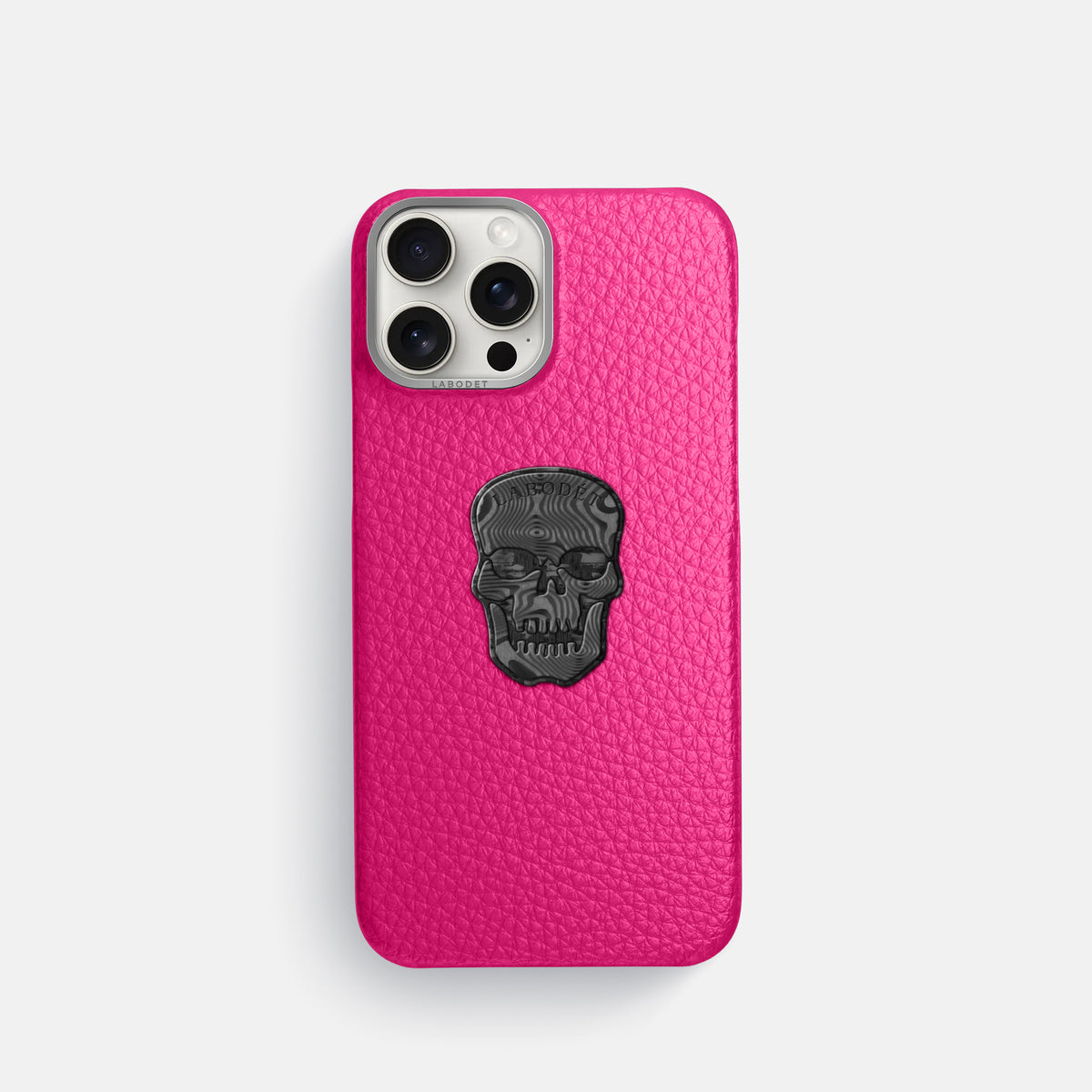 Magenta iPhone 16 Pro Classic Case Calf with Steel Metal -1 | Magenta-Steel