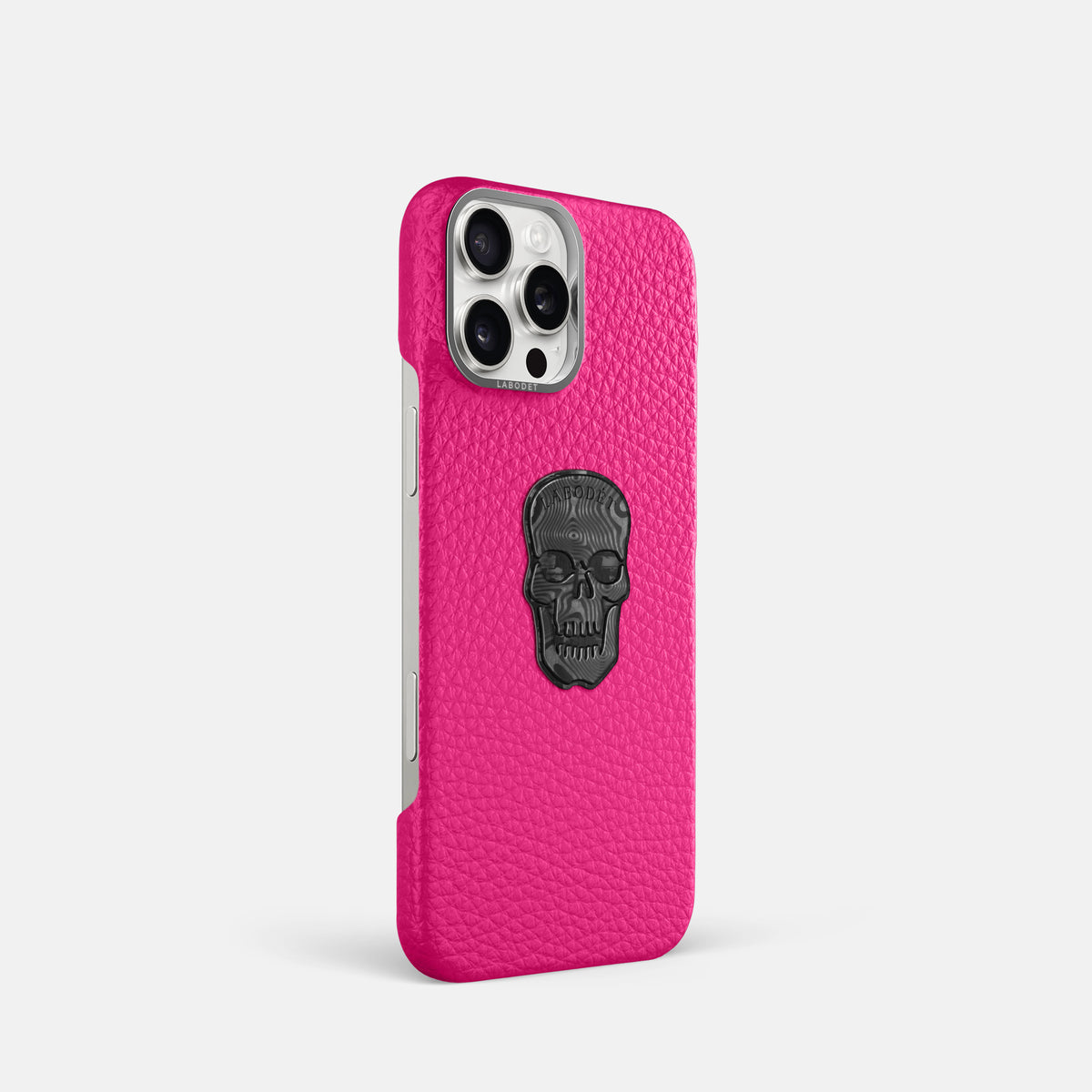 Magenta iPhone 16 Pro Classic Case Calf with Steel Metal -2 | Magenta-Steel