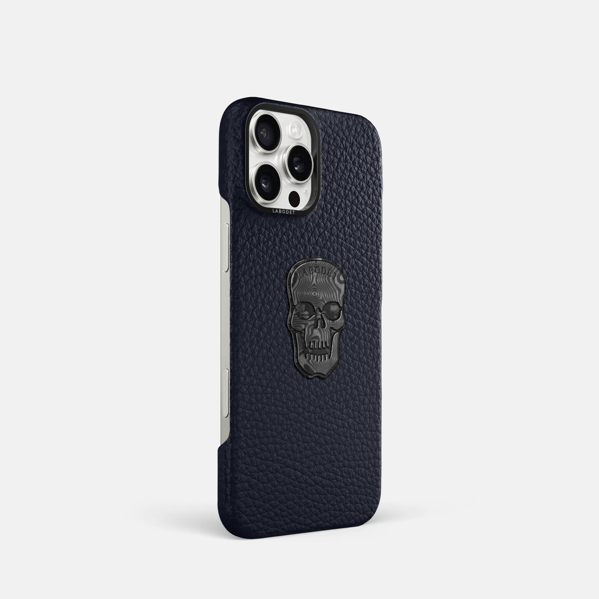 Marine iPhone 16 Pro Classic Case Calf with Black Metal -2 | Marine-Black