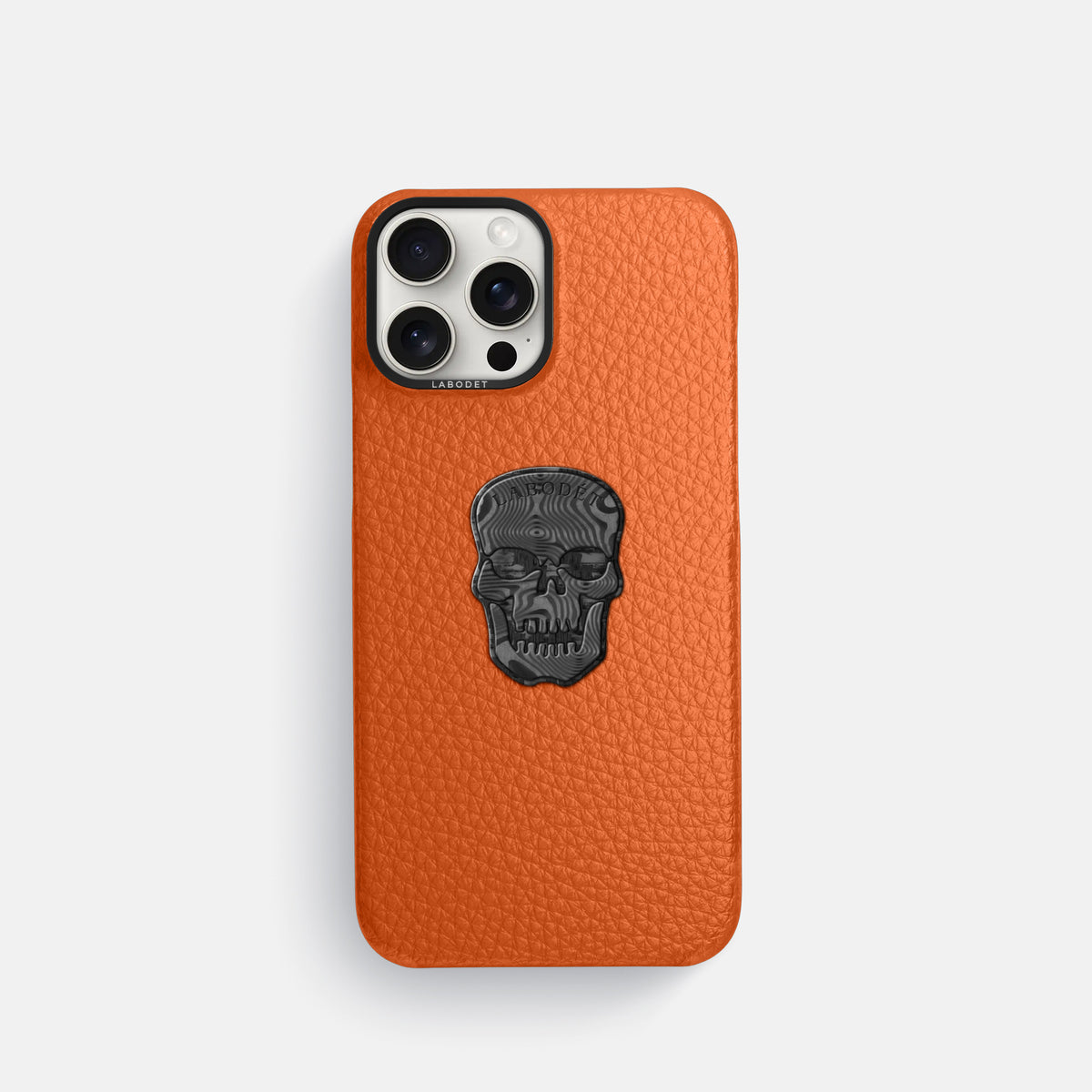 Orange iPhone 16 Pro Classic Case Calf with Black Metal -1 | Orange-Black