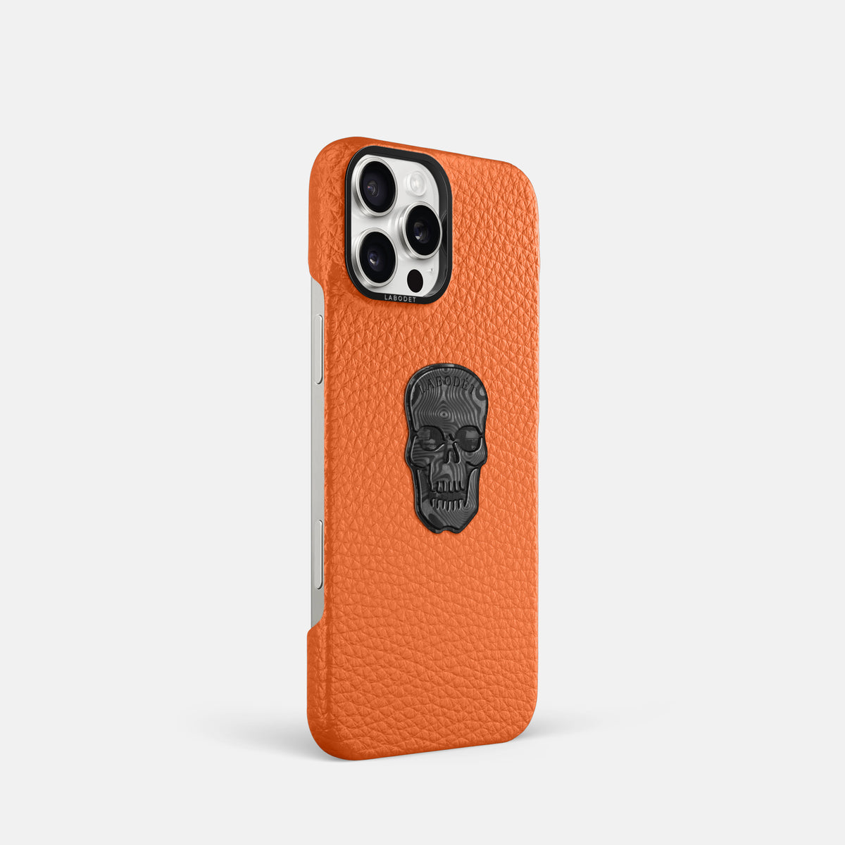 Orange iPhone 16 Pro Classic Case Calf with Black Metal -2 | Orange-Black