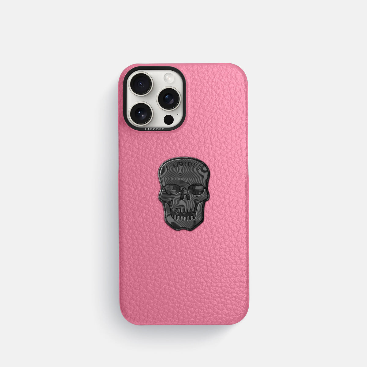 Pink iPhone 16 Pro Classic Case Calf with Black Metal -1 | Pink-Black