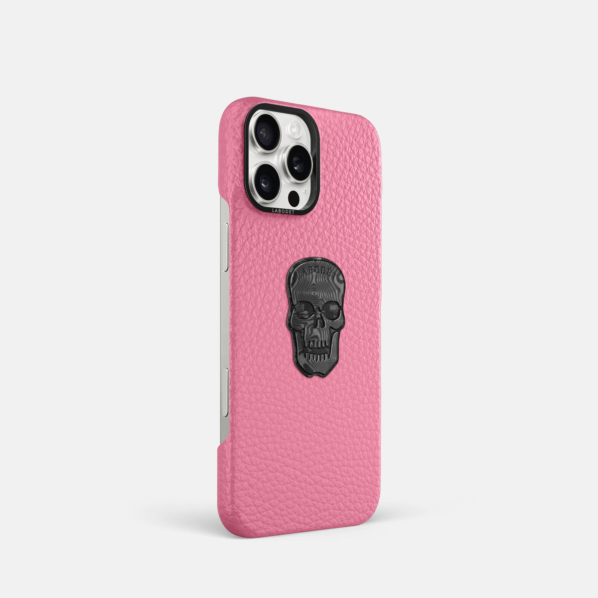 Pink iPhone 16 Pro Classic Case Calf with Black Metal -2 | Pink-Black