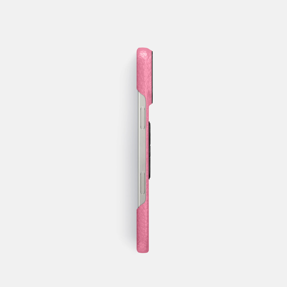 Pink iPhone 16 Pro Classic Case Calf with Black Metal -3 | Pink-Black