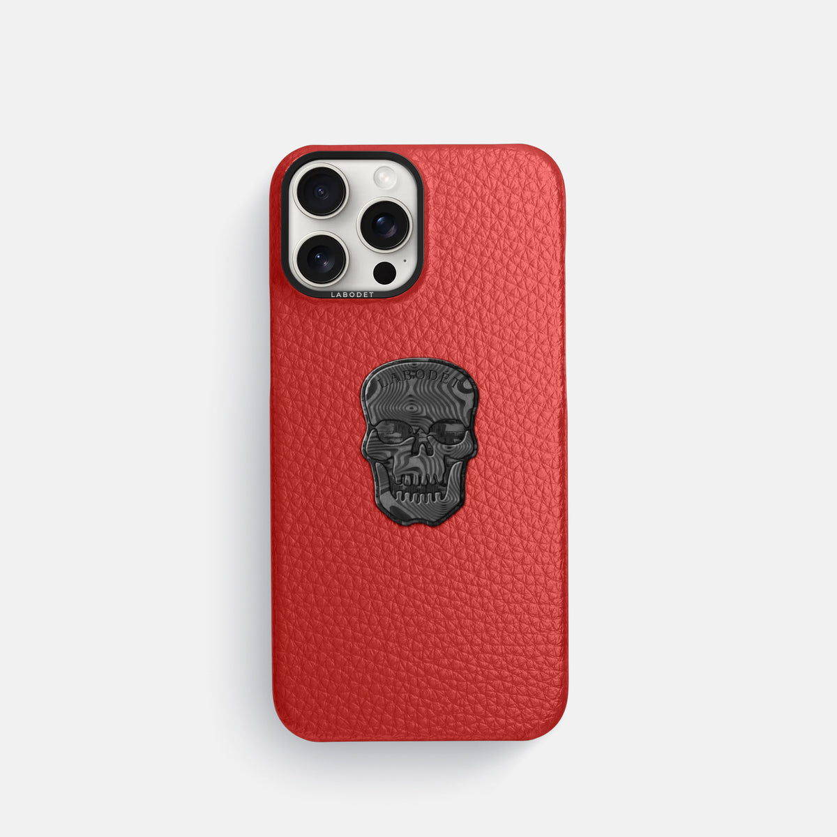 Red iPhone 16 Pro Classic Case Calf with Black Metal -1 | Red-Black