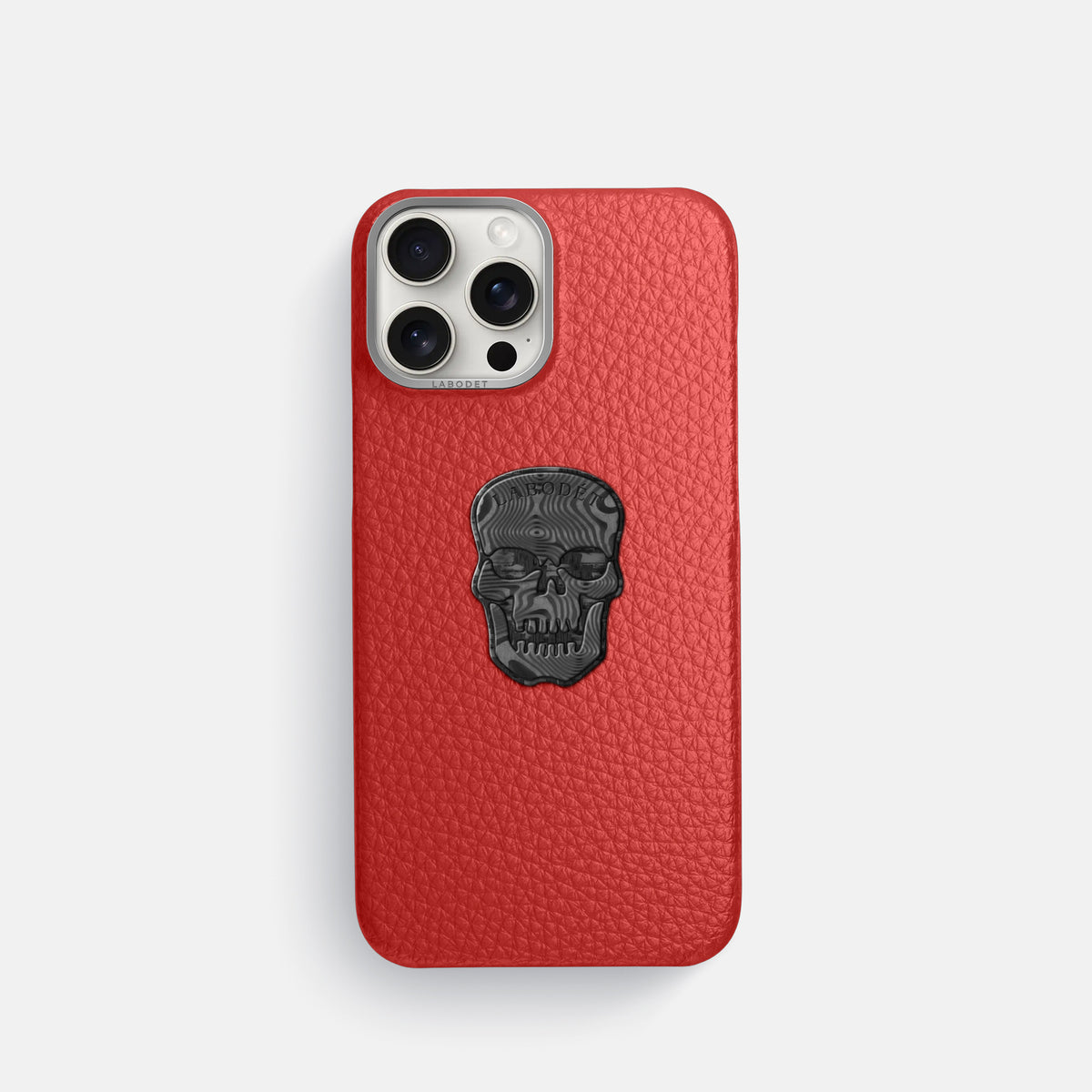 Red iPhone 16 Pro Classic Case Calf with Steel Metal -1 | Red-Steel