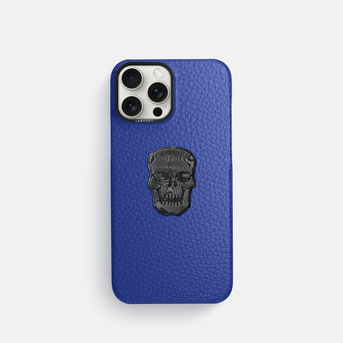 Royal Blue iPhone 16 Pro Classic Case Calf with Black Metal -1 | Royal-Blue-Black