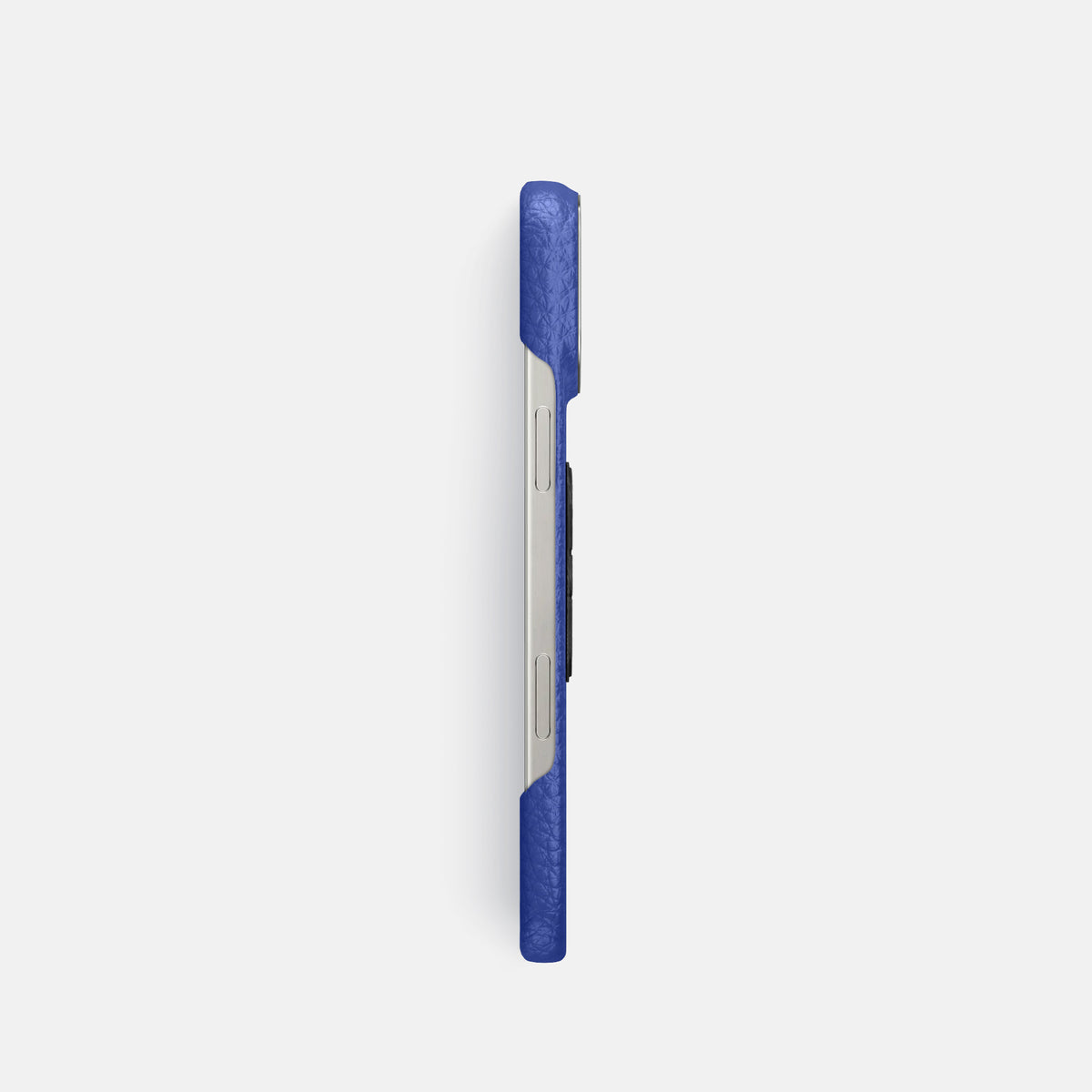 Royal Blue iPhone 16 Pro Classic Case Calf with Steel Metal -3 | Royal-Blue-Steel