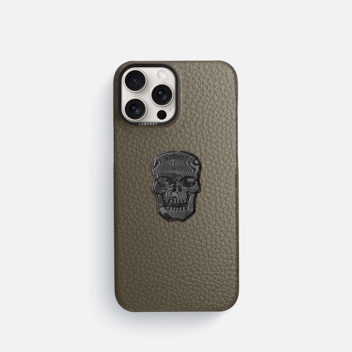 Taupe iPhone 16 Pro Classic Case Calf with Black Metal -1 | Taupe-Black