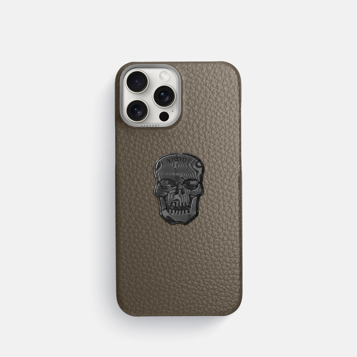 Taupe iPhone 16 Pro Classic Case Calf with Steel Metal -1 | Taupe-Steel