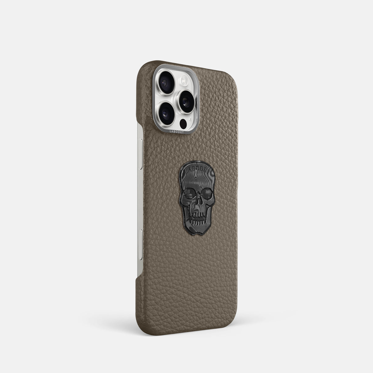 Taupe iPhone 16 Pro Classic Case Calf with Steel Metal -2 | Taupe-Steel