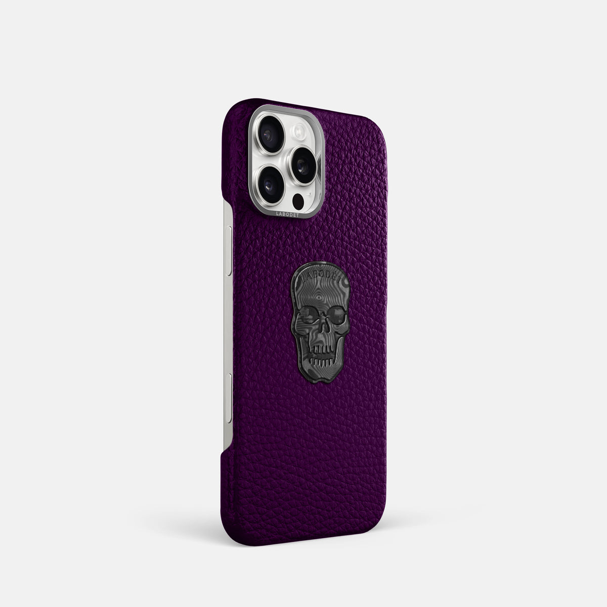 Violet iPhone 16 Pro Classic Case Calf with Steel Metal -2 | Violet-Steel