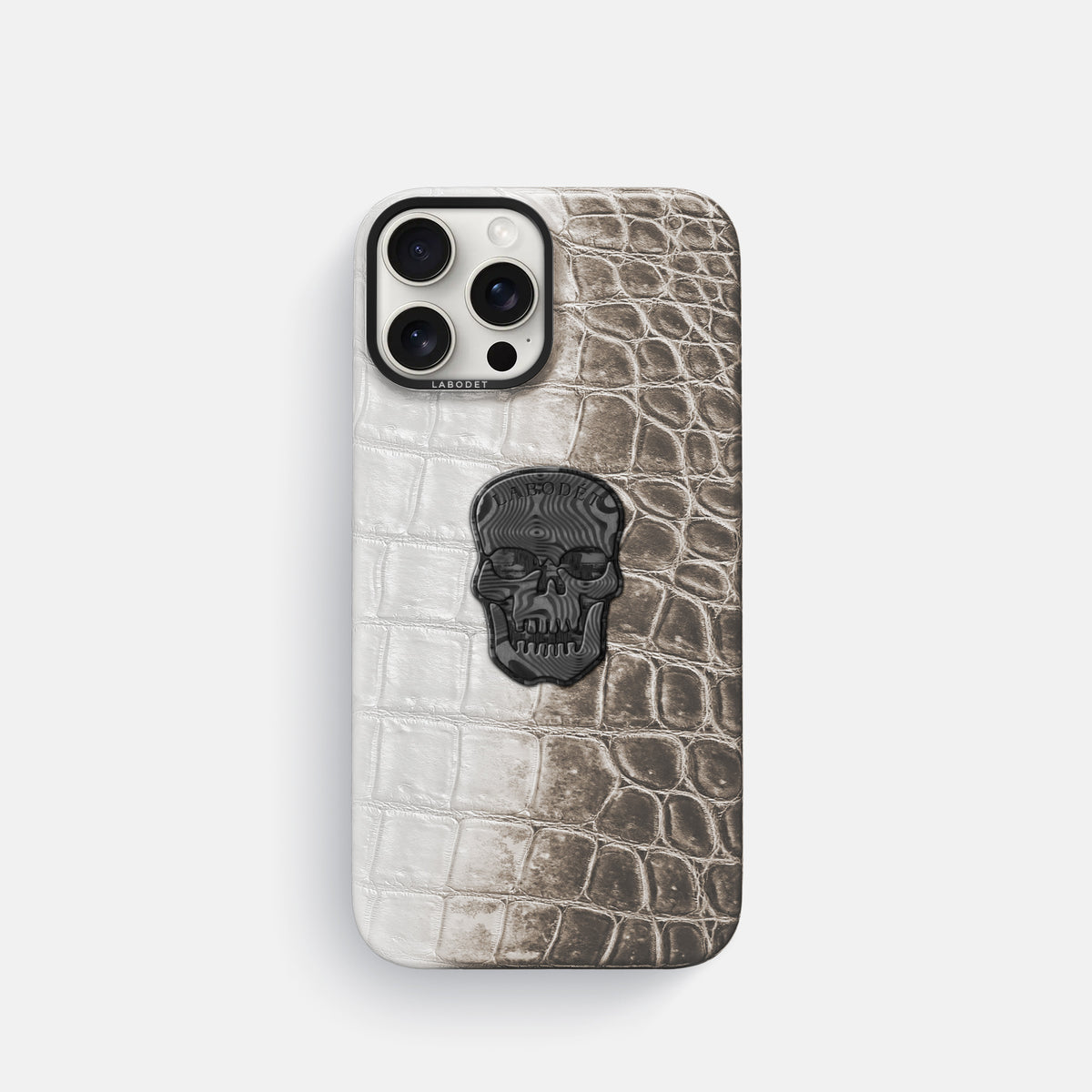 Dark iPhone 16 Pro Classic Case Himalayan Crocodile with Black Metal -1 | Dark-Black