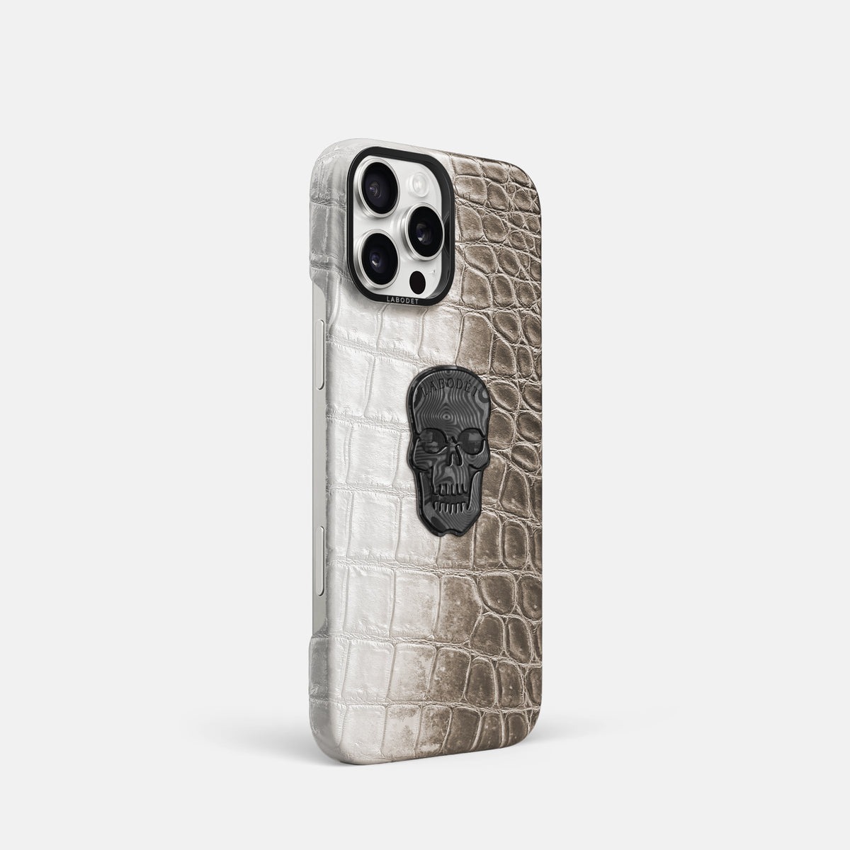 Dark iPhone 16 Pro Classic Case Himalayan Crocodile with Black Metal -2 | Dark-Black
