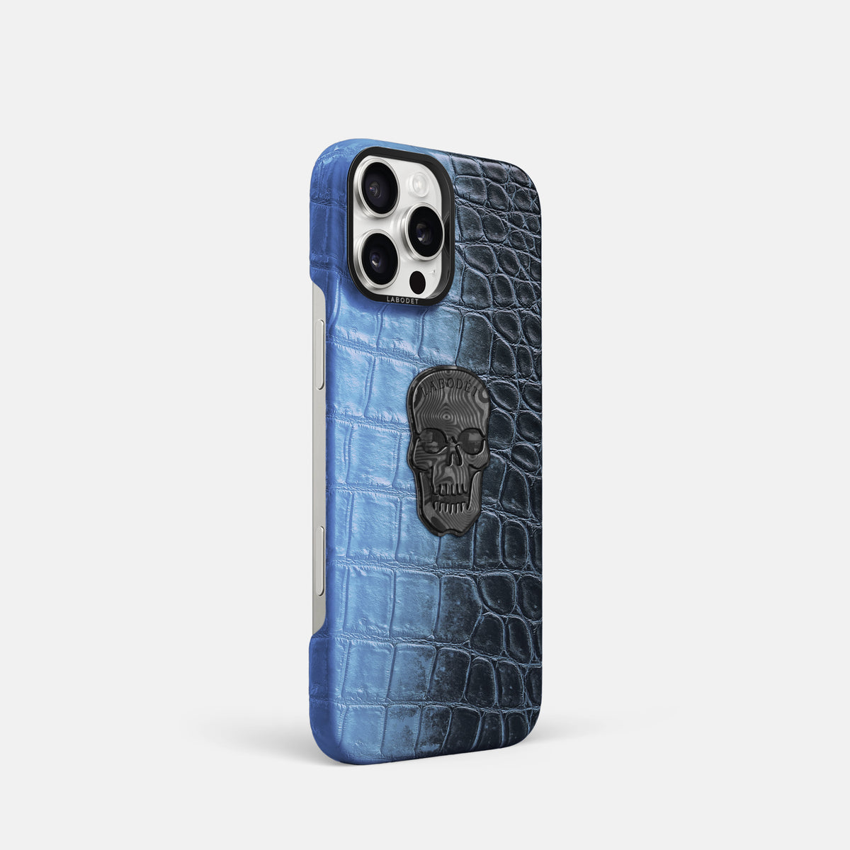 Lavender iPhone 16 Pro Classic Case Himalayan Crocodile with Black Metal -2 | Lavender-Black